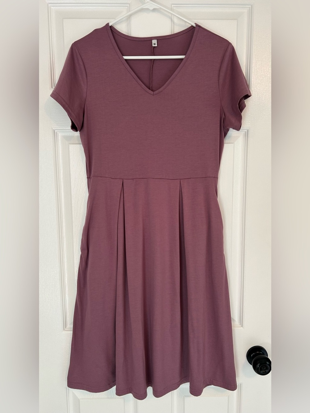 V-Neck Short Sleeve Dress with Pockets